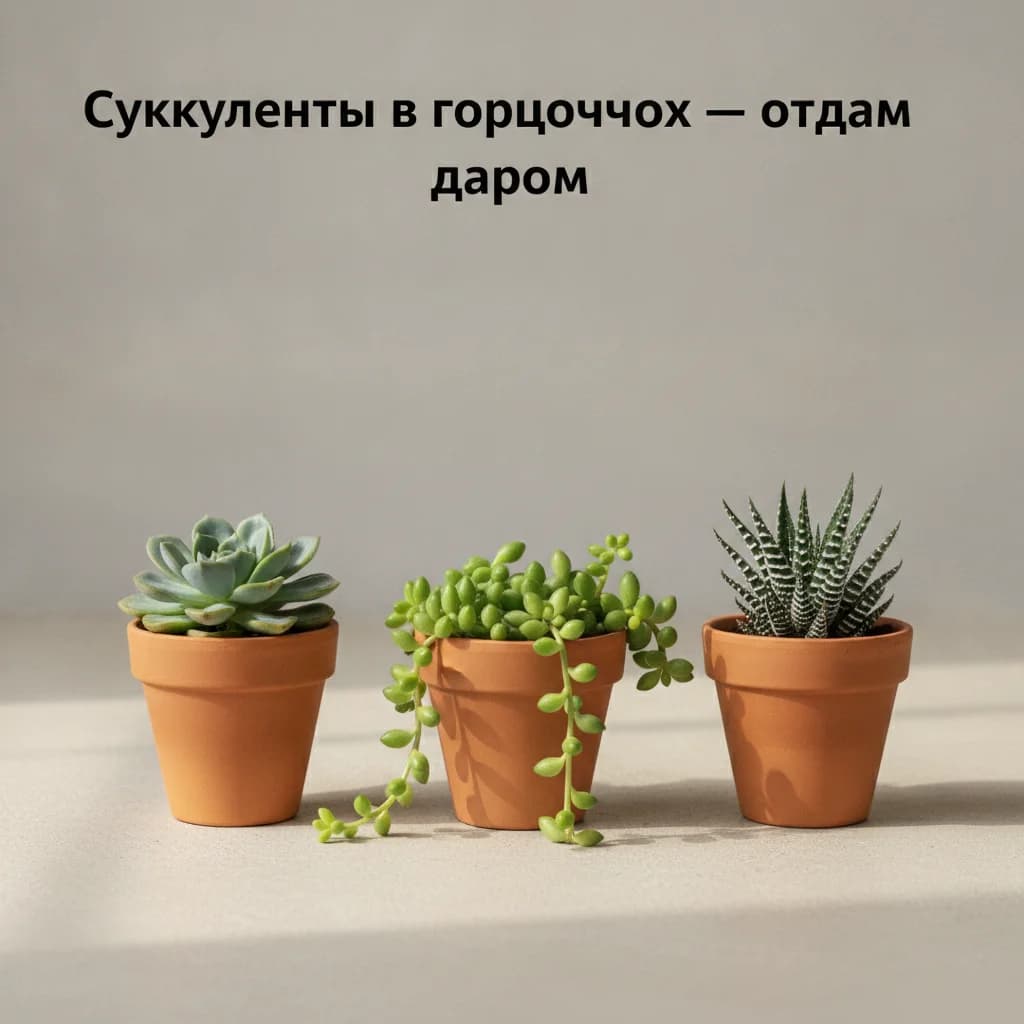 Суккуленты в горшочках — отдам даром